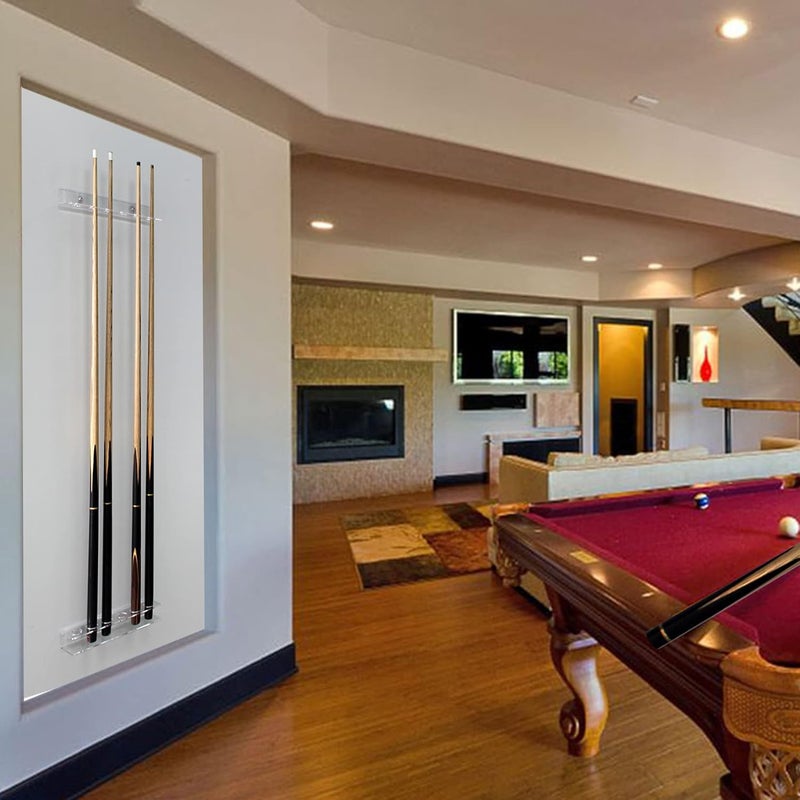 BVANQ Pool Cue Rack Wall Self-adhesive Mounted Rack for Billiard,Optional 2 Style Acrylic Pool Stick Stand Holds 6 Cues (Top Hole 6 Cues Holder) - Image 3